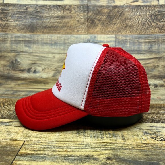 Hardee's Mens Trucker Hat Red Snapback Fast Food Retro Restaurant Logo Ball Cap - Picture 4 of 8